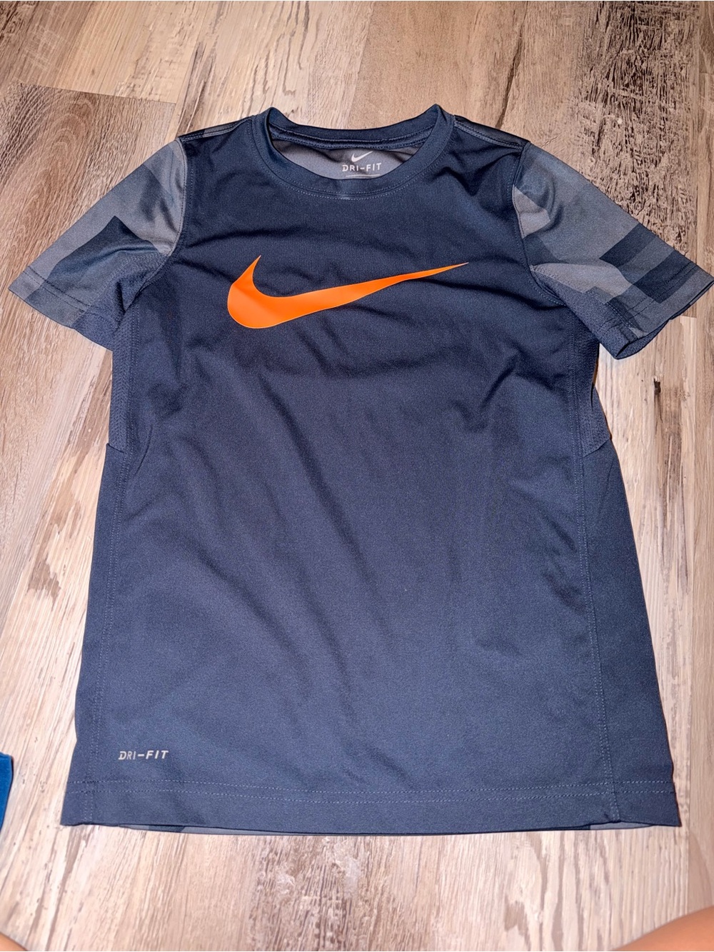 Nike Boys' Black Short-Sleeve Dri-FIT Tee with Orange Swoosh